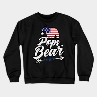 Pops Bear Patriotic Flag Matching 4th Of July Crewneck Sweatshirt